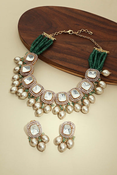 Joules By Radhika Gold Tone Kundan Polki Biege Necklace Set Online Shopping Melange Singapore Indian Designer Wear