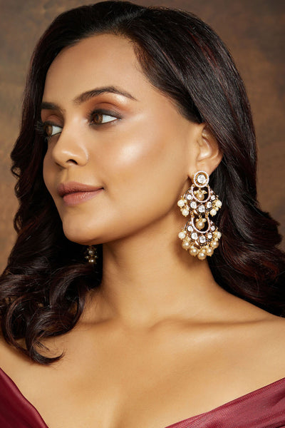 Joules by Radhika Gold Tone Kundan Polki Earring jewellery indian designer wear online shopping melange singapore