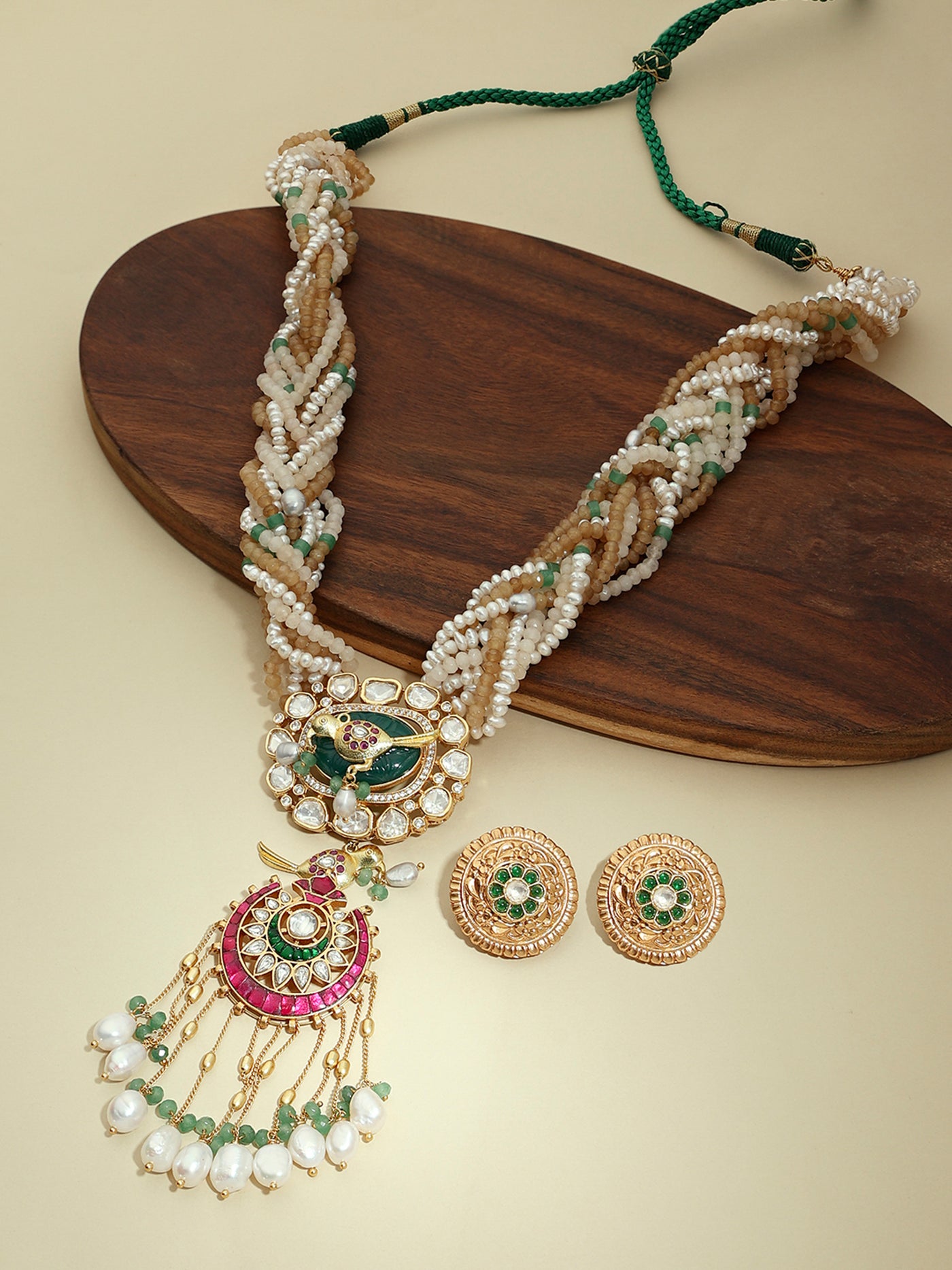 Joules By Radhika Gold Tone Multi Colour  Long Necklace Set Online Shopping Melange Singapore Indian Designer Wear