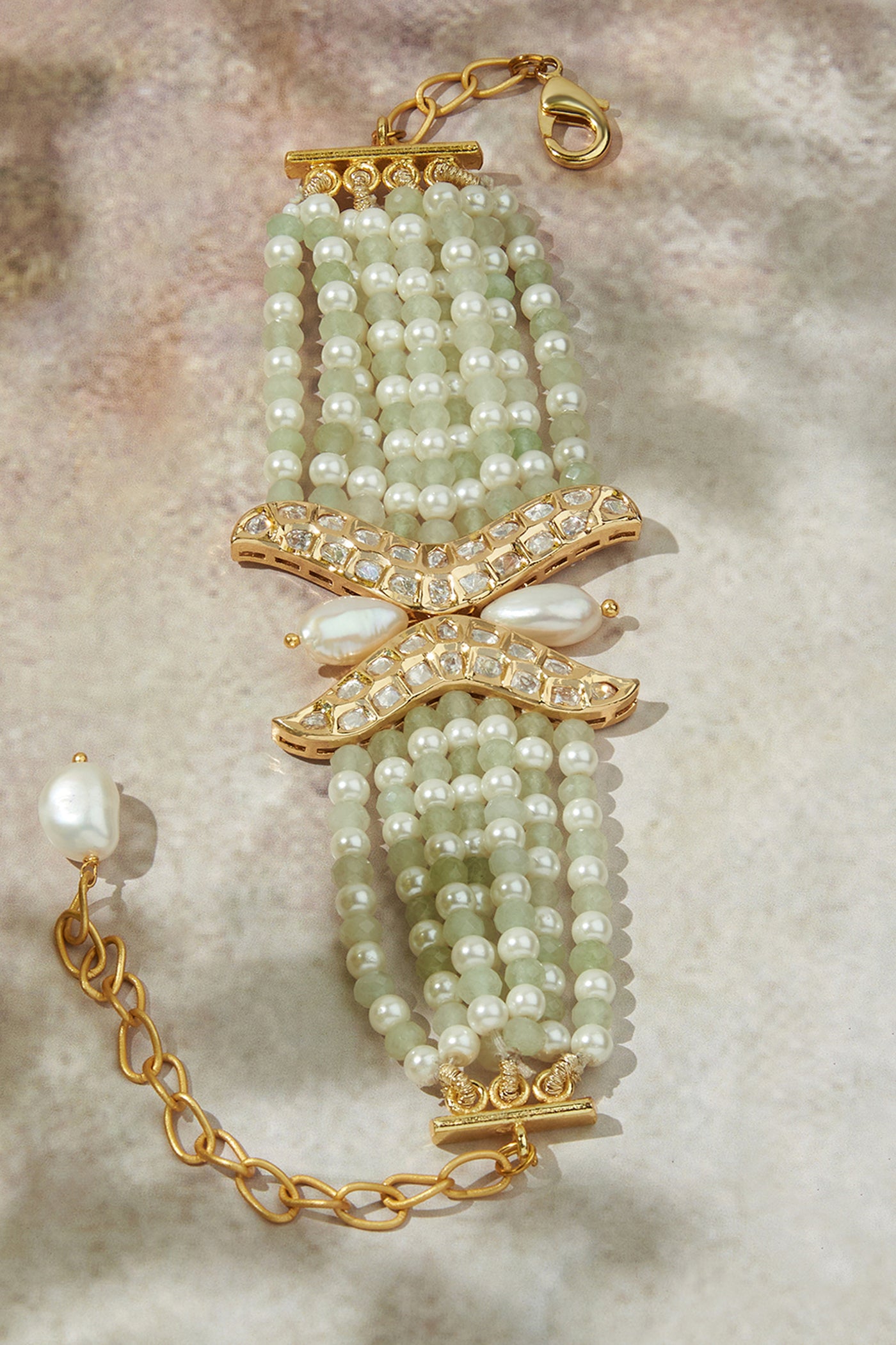 Joules by Radhika Green & White Polki Bracelet jewellery indian designer wear online shopping melange singapore