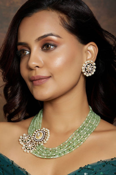 Joules by Radhika Layered Green Necklace Set jewellery indian designer wear online shopping melange singapore