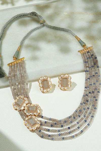 Joules by Radhika Layered Grey Necklace Set jewellery indian designer wear online shopping melange singapore