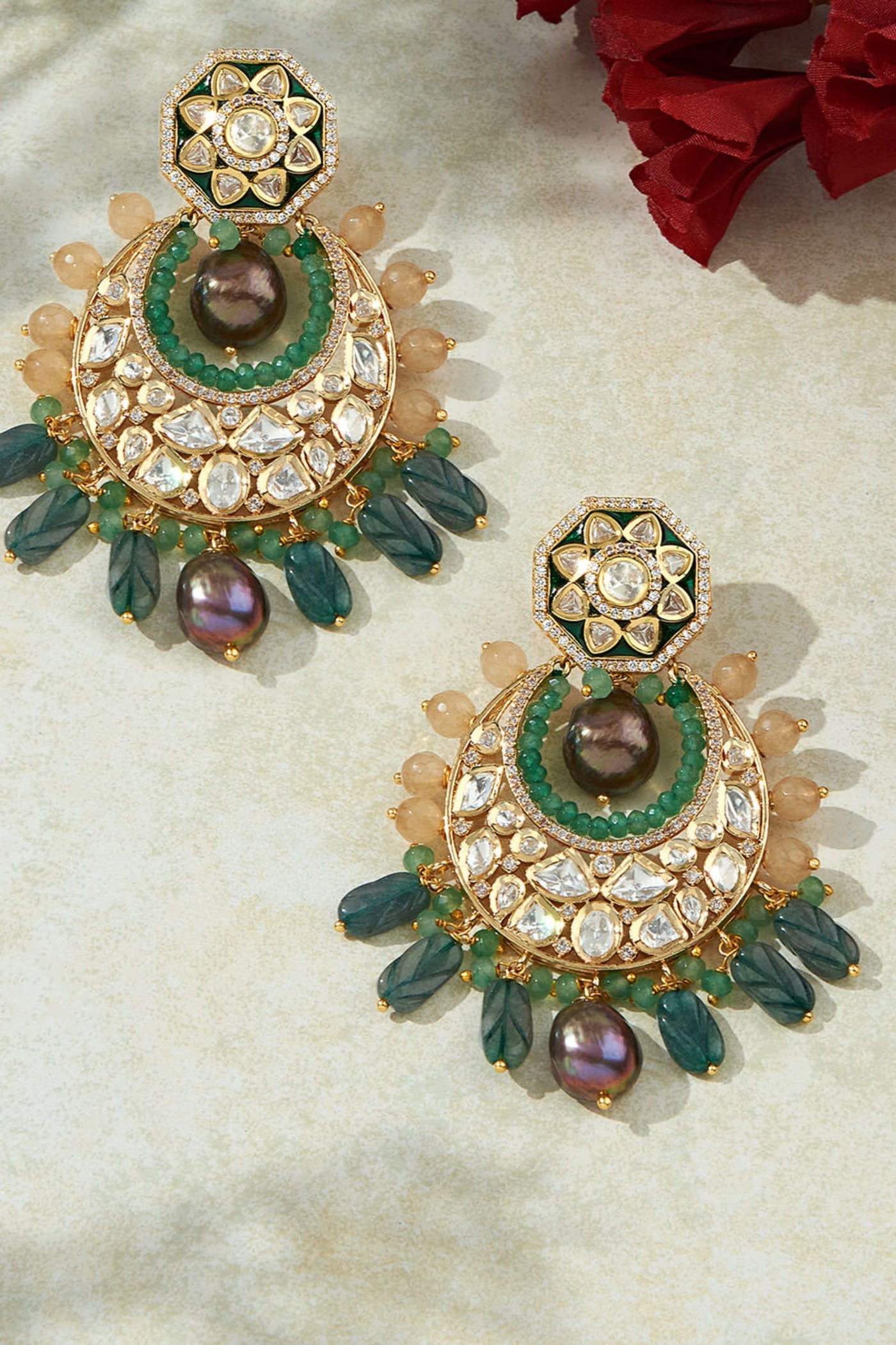 Joules by Radhika Multi Colour Chand Baali Earrings jewellery indian designer wear online shopping melange singapore