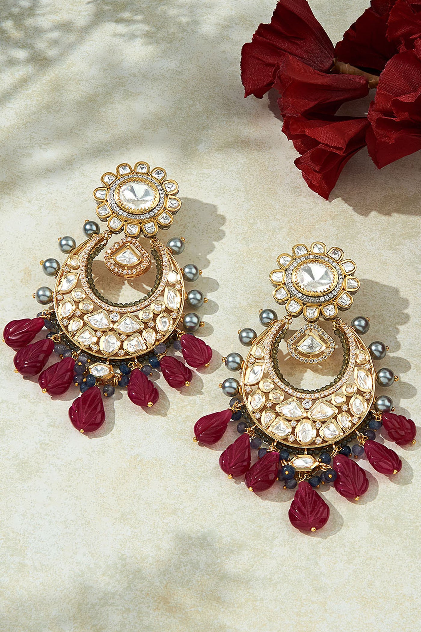 Joules by Radhika Multi Colour  Polki Earrings jewellery indian designer wear online shopping melange singapore