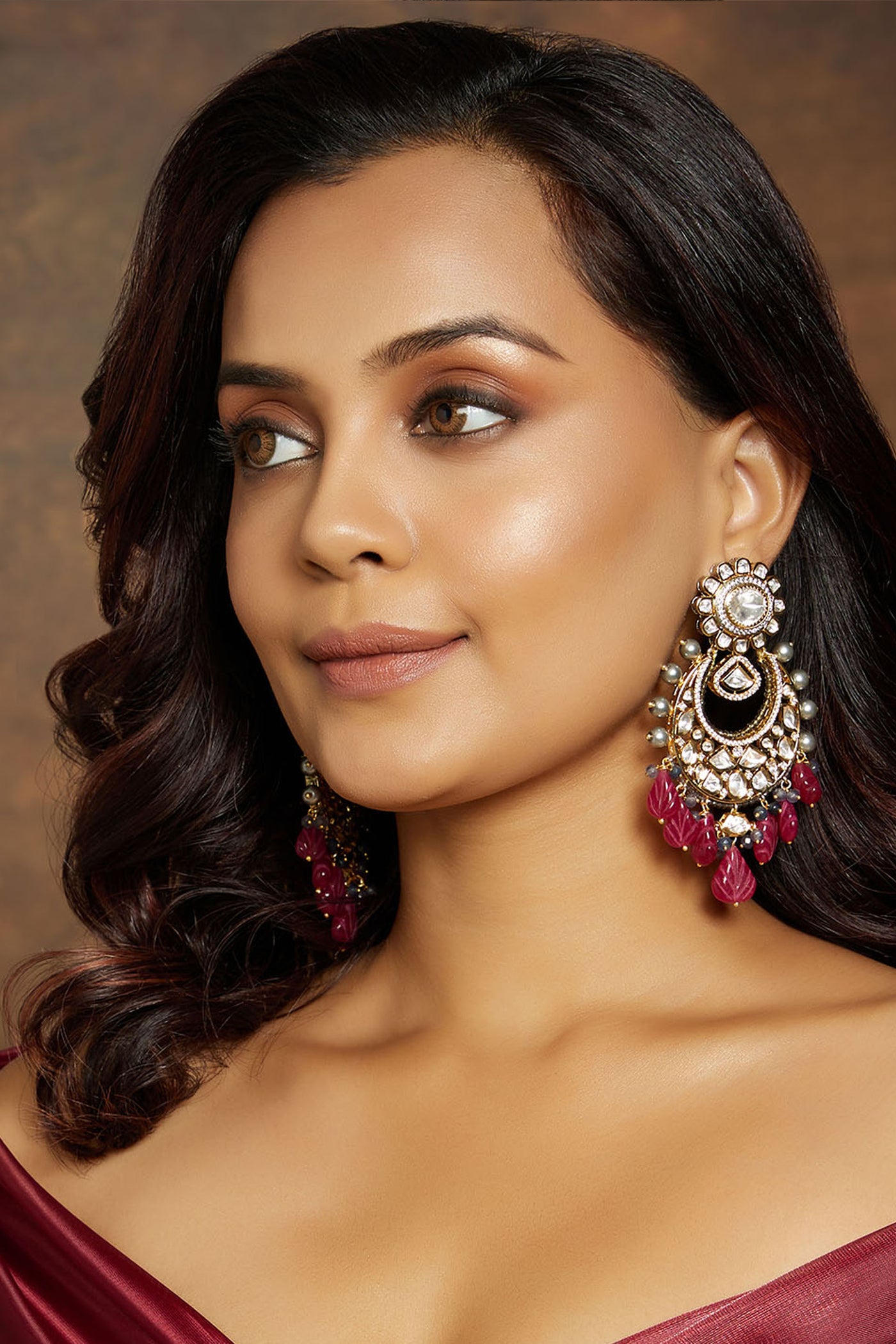 Joules by Radhika Multi Colour  Polki Earrings jewellery indian designer wear online shopping melange singapore