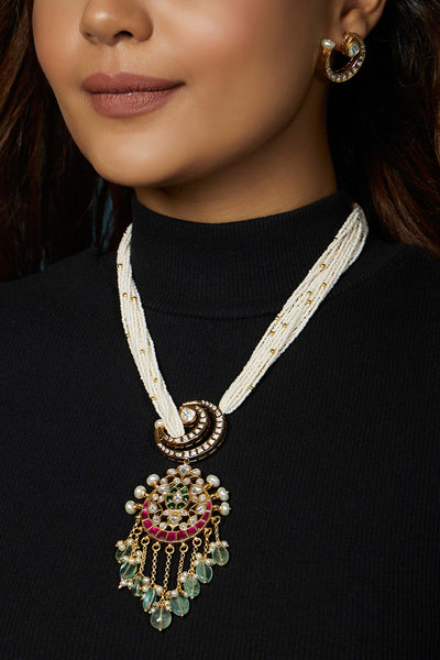 Joules By Radhika Pearl And Gold Tone Polki Necklace Set Online Shopping Melange Singapore Indian Designer Wear