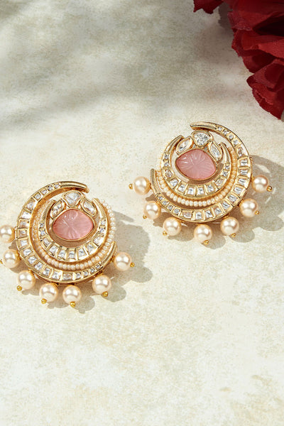 Joules by Radhika Pink & Golden Stud Earrings jewellery indian designer wear online shopping melange singapore