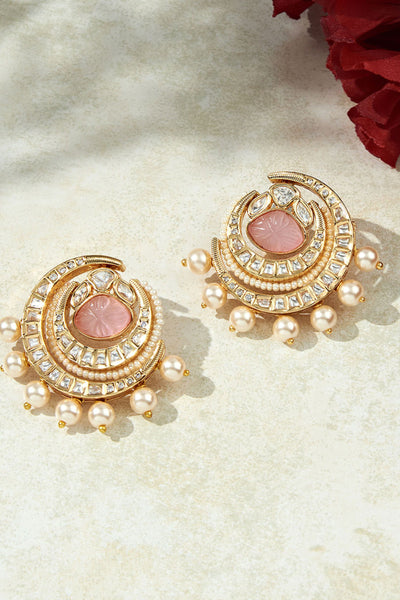  Joules by Radhika Pink & Golden Stud Earrings jewellery indian designer wear online shopping melange singapore