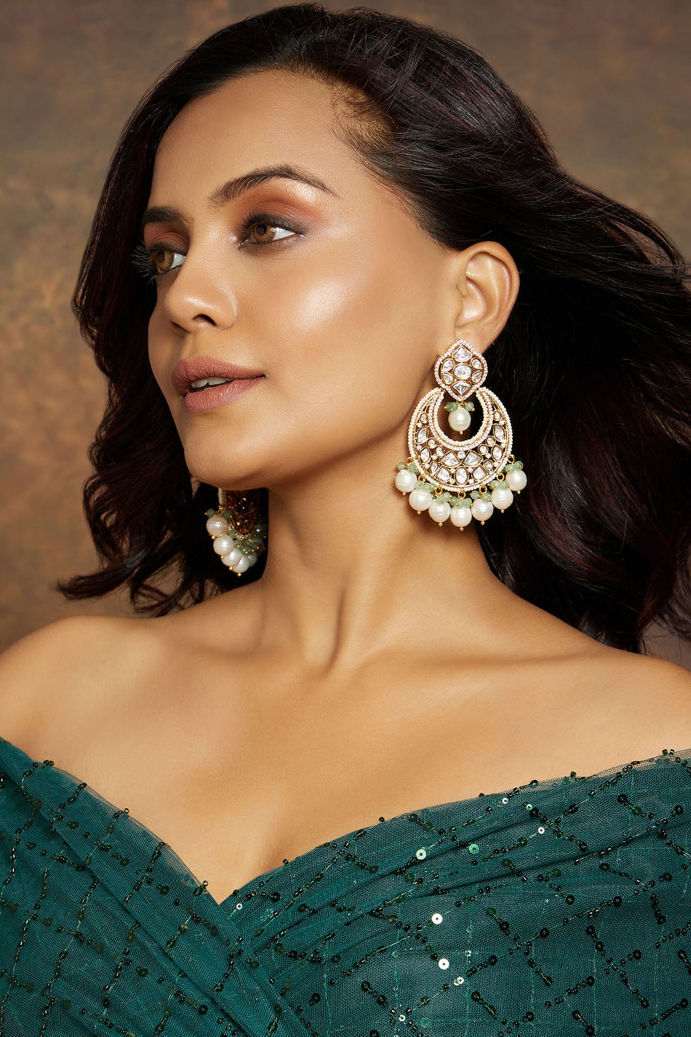 Joules by Radhika Royal Kundan Polki Chand Baali Earring jewellery indian designer wear online shopping melange singapore