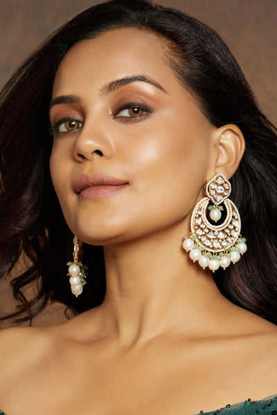 Joules by Radhika Royal Kundan Polki Chand Baali Earring jewellery indian designer wear online shopping melange singapore