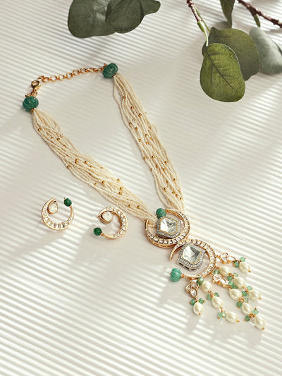 Joules By Radhika Classic Pearls Kundan Polki Necklace Set Online Shopping Melange Singapore Indian Designer Wear
