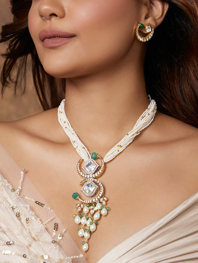 Joules By Radhika Classic Pearls Kundan Polki Necklace Set Online Shopping Melange Singapore Indian Designer Wear