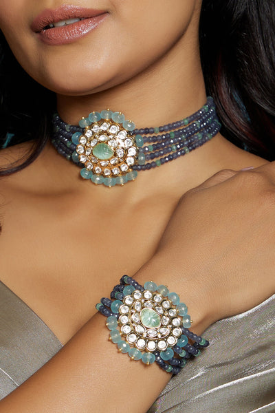  Joules by Radhika Multi Color Kundan Polki Bracelet jewellery indian designer wear online shopping melange singapore
