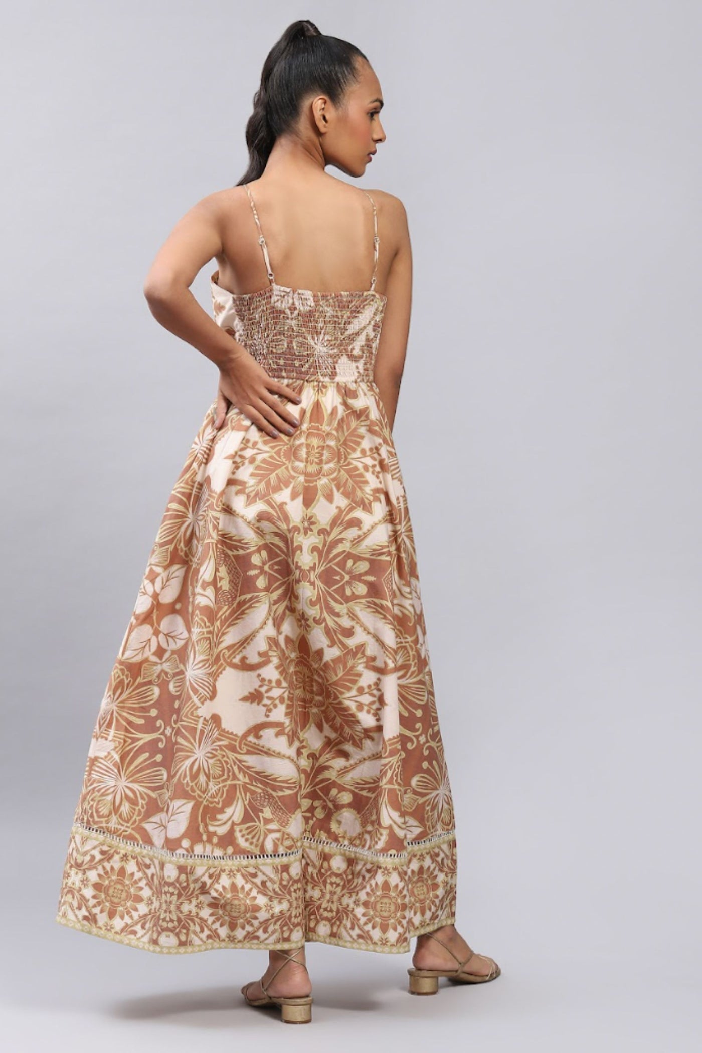 Label Ritu Kumar Anais Maxi Dress Brown Indian designer wear online shopping melange singapore