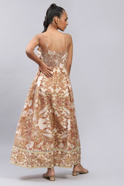 Label Ritu Kumar Anais Maxi Dress Brown Indian designer wear online shopping melange singapore
