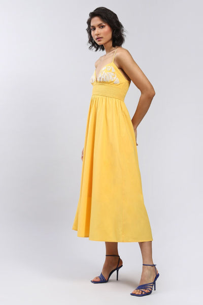 Label Ritu Kumar Anais Maxi Dress Yellow Indian designer wear online shopping melange singapore