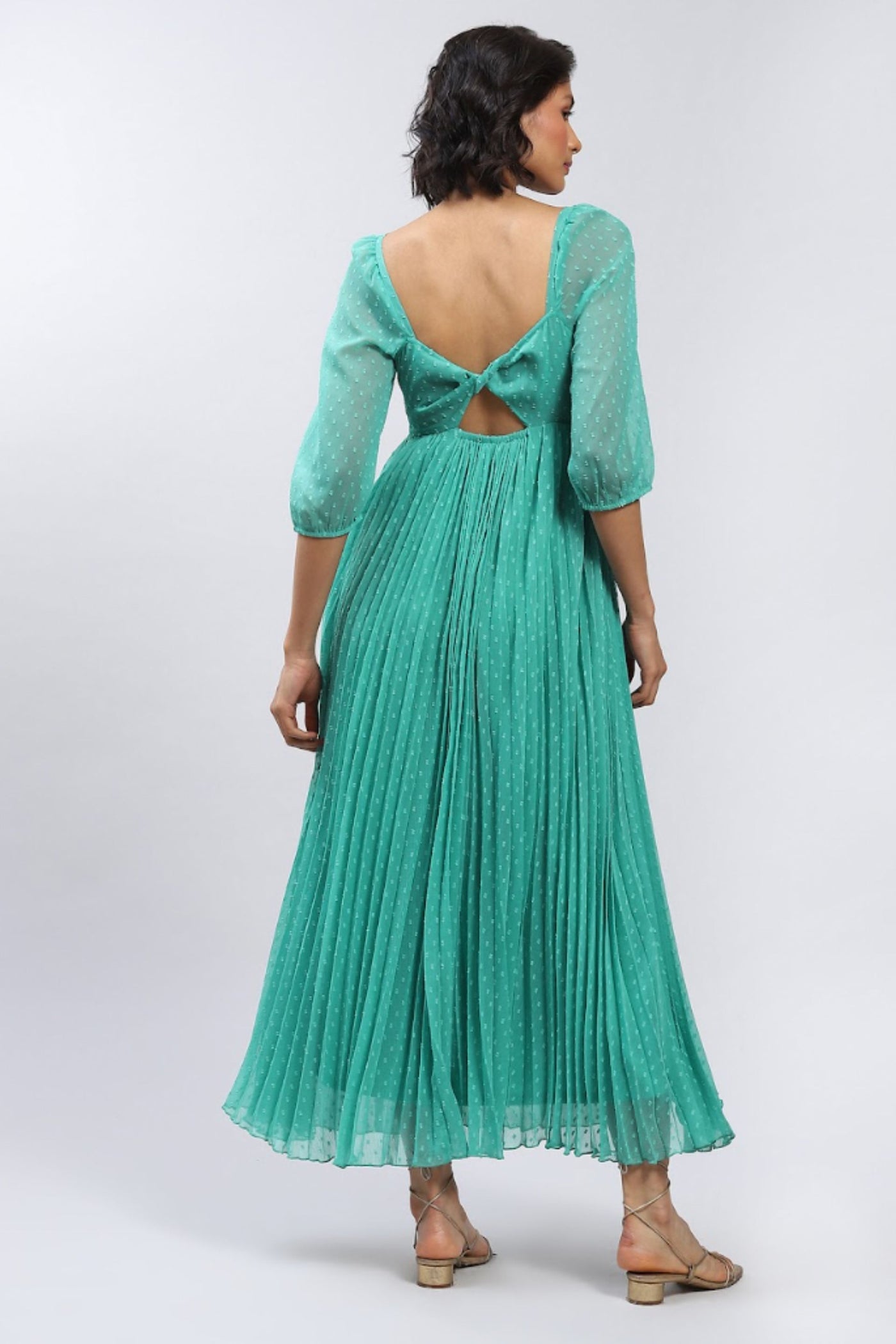 Label Ritu Kumar Aqua Solid A-Line Maxi Dress Indian designer wear online shopping melange singapore