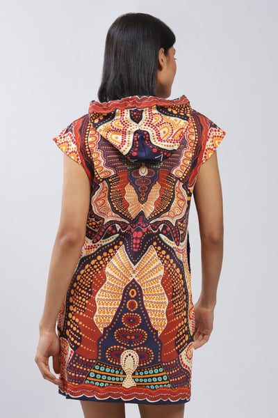 Label Ritu Kumar Black boho print short dress Indian designer wear online shopping melange singapore