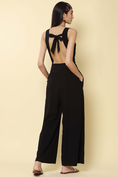 label ritu kumar Black Embellished Crepe Jumpsuit western indian designer wear online shopping melange singapore