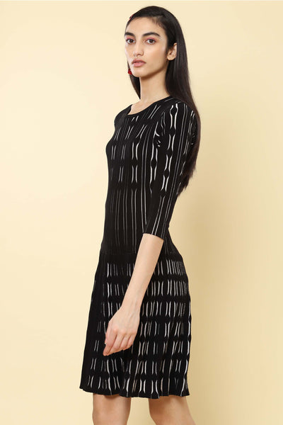 label ritu kumar Black Structured Short Dress western indian designer wear online shopping melange singapore