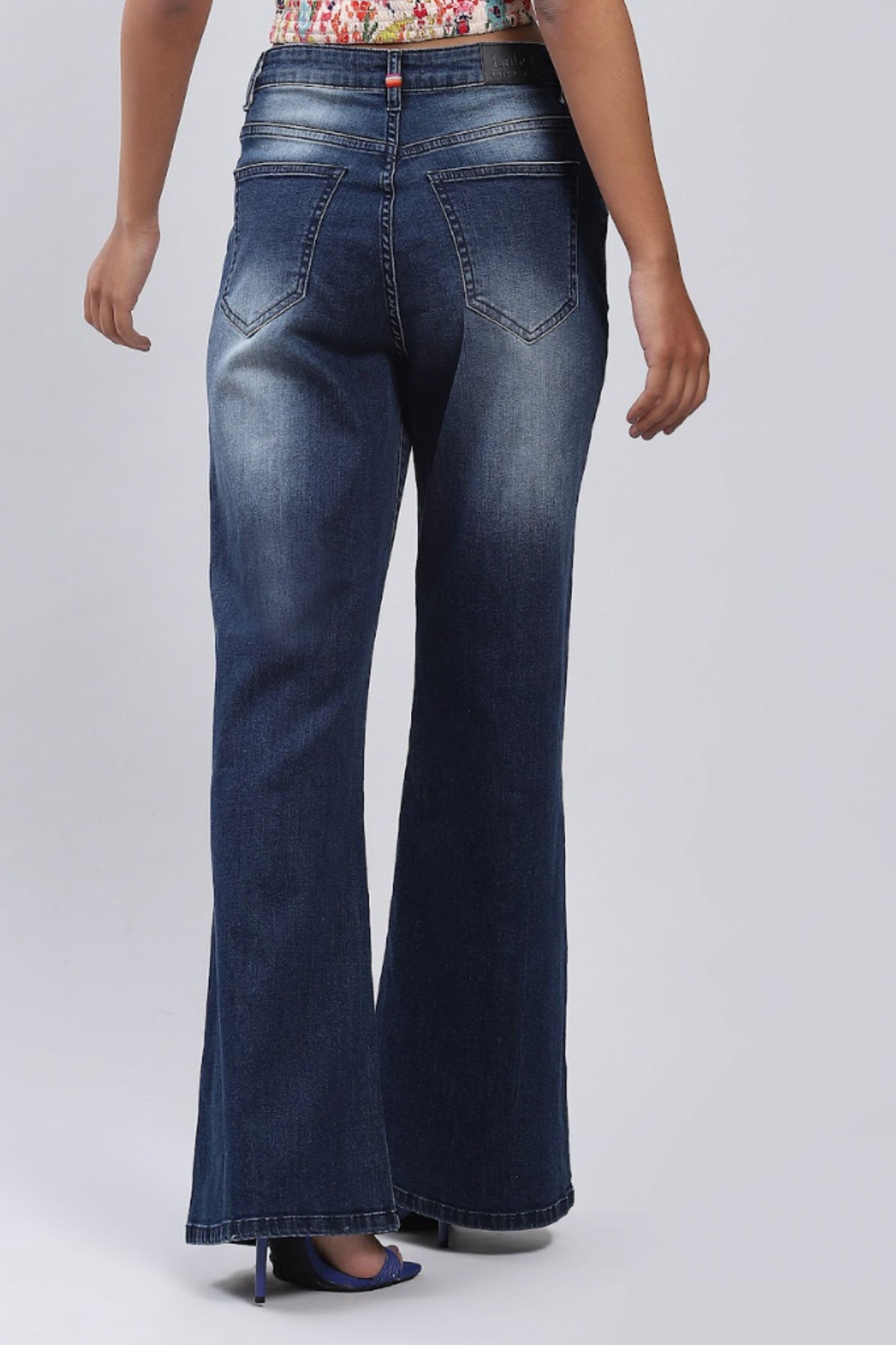 Label Ritu Kumar Blue Wide-Leg Jeans Indian designer wear online shopping melange singapore