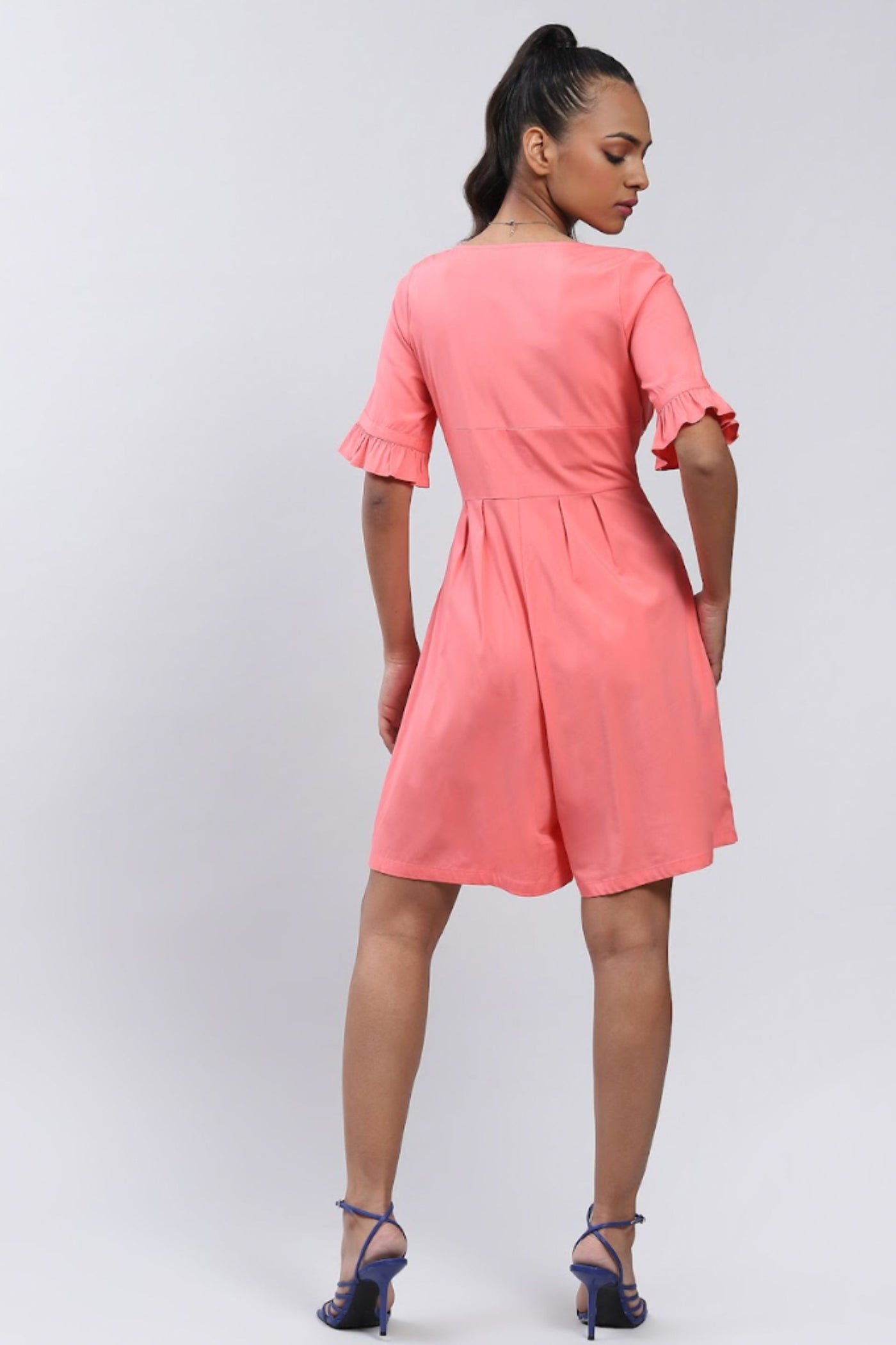 Label Ritu Kumar Coral button-down playsuit Indian designer wear online shopping melange singapore