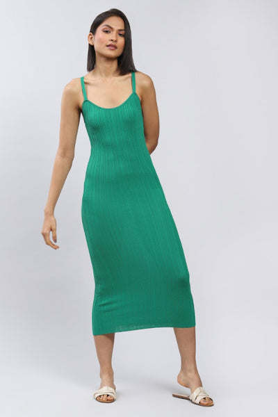 Label Ritu Kumar Green Strappy Bodycon Midi Dress Indian designer wear online shopping melange singapore