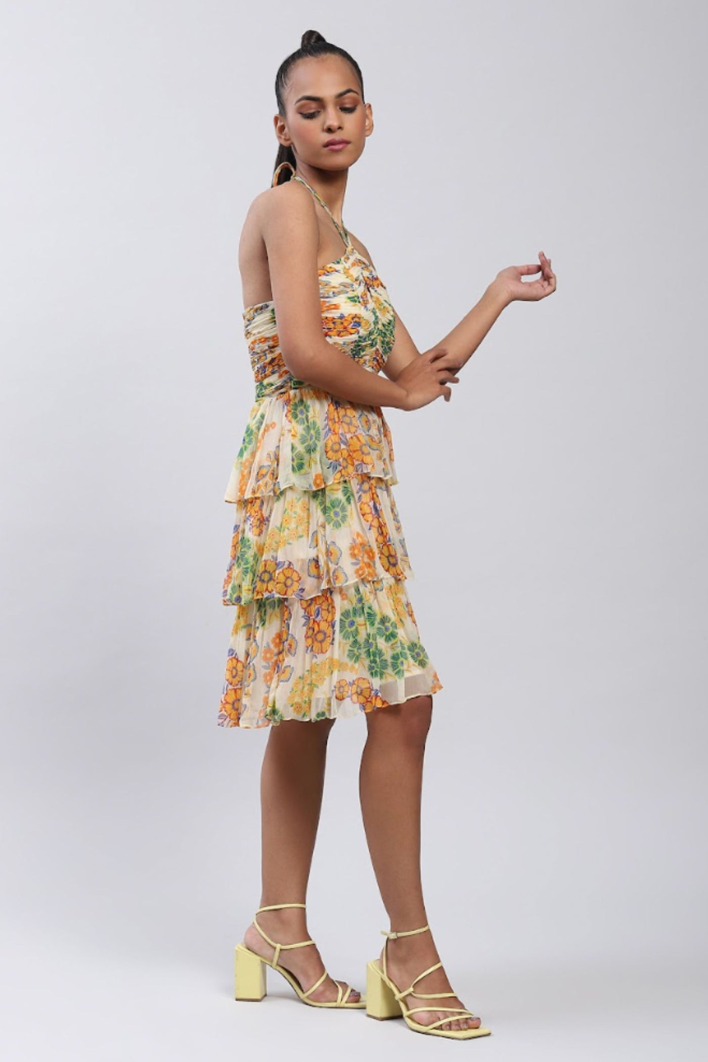 Label Ritu Kumar Halter Neck Printed Short Dress Indian designer wear online shopping melange singapore