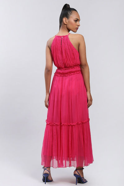 Label Ritu Kumar Halter Neck Solid Long Dress Indian designer wear online shopping melange singapore