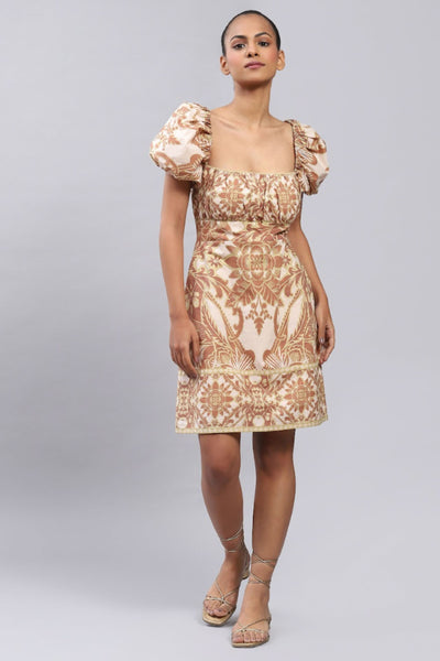 Label Ritu Kumar Mylie Short Dress Brown Indian designer wear online shopping melange singapore