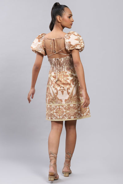 Label Ritu Kumar Mylie Short Dress Brown Indian designer wear online shopping melange singapore