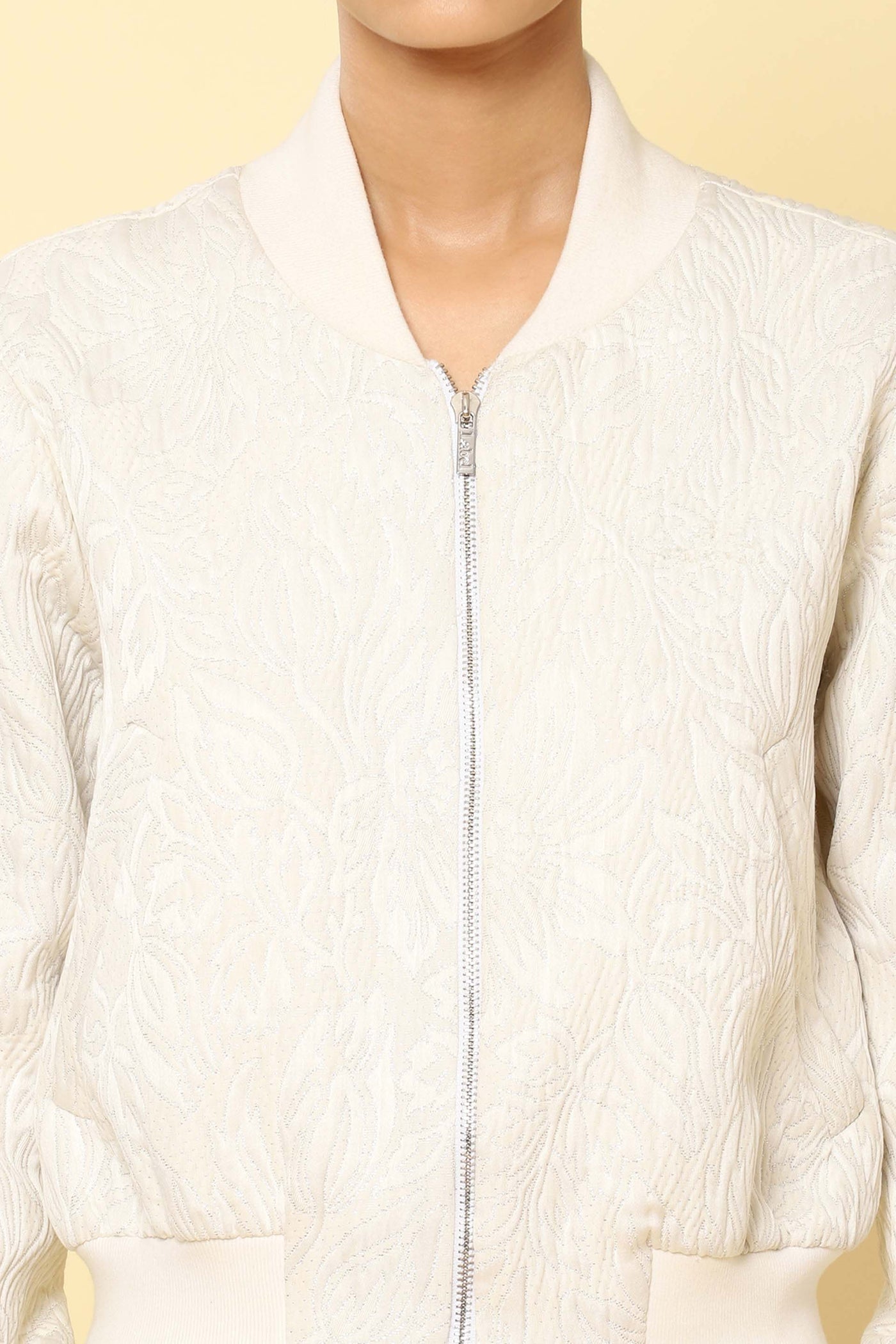 label ritu kumar Off White Jacquard Jacket western indian designer wear online shopping melange singapore