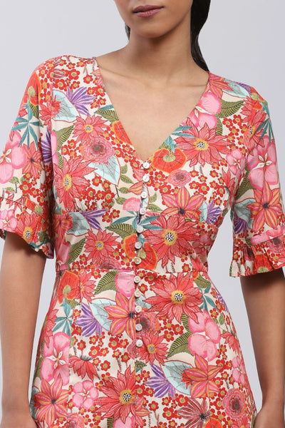 abel Ritu Kumar Pink Floral Print Playsuit Indian designer wear online shopping melange singapore