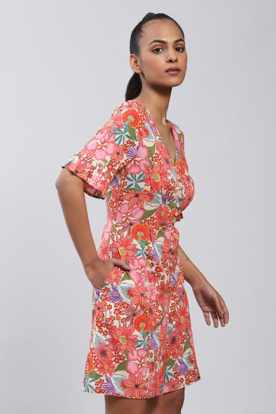 abel Ritu Kumar Pink Floral Print Playsuit Indian designer wear online shopping melange singapore