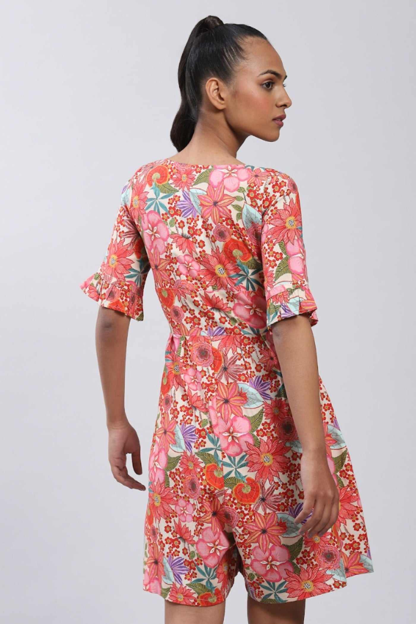 abel Ritu Kumar Pink Floral Print Playsuit Indian designer wear online shopping melange singapore