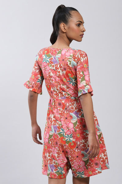 abel Ritu Kumar Pink Floral Print Playsuit Indian designer wear online shopping melange singapore