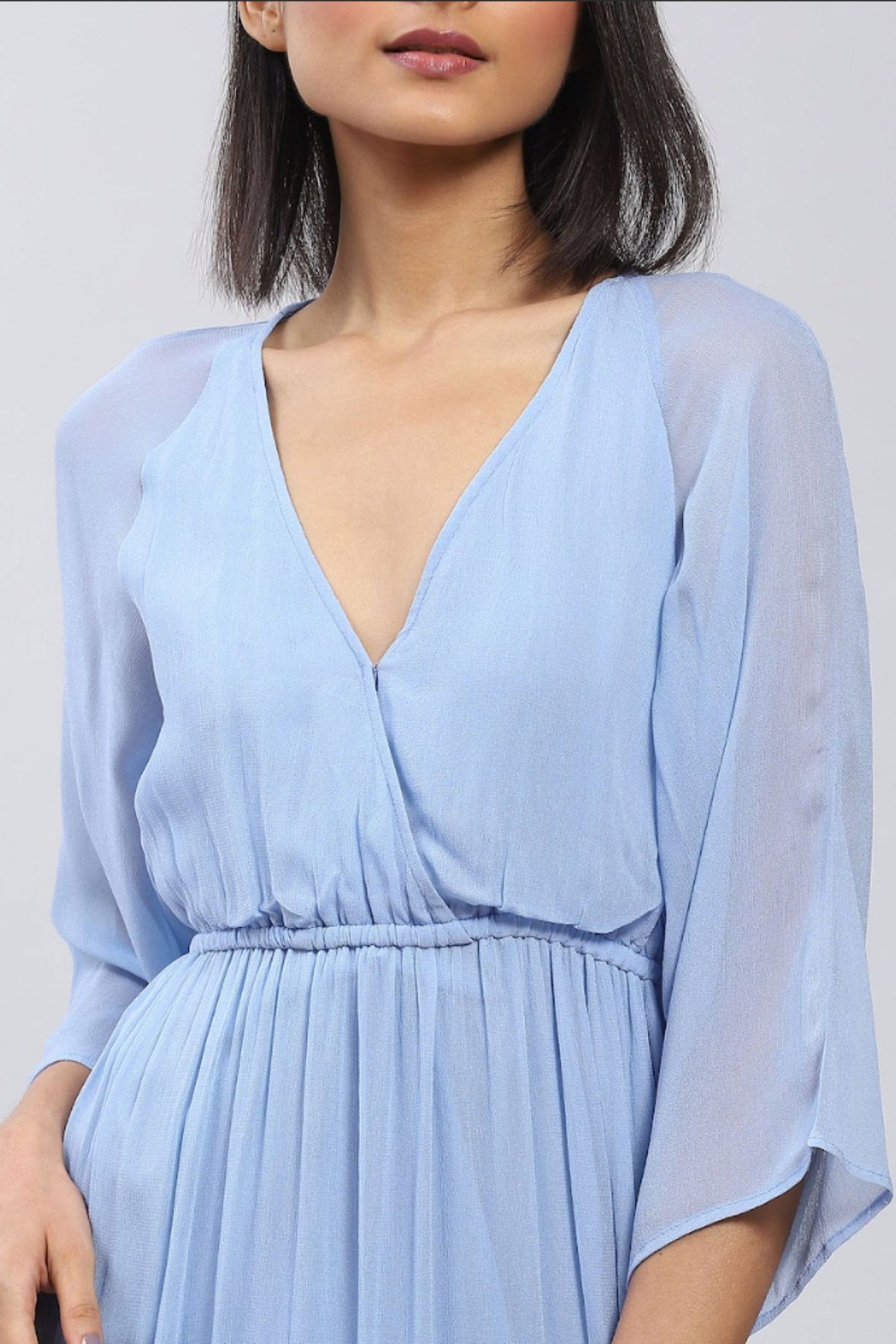 Label Ritu Kumar Powder Blue Maxi Dress with Tiers Indian designer wear online shopping melange singapore