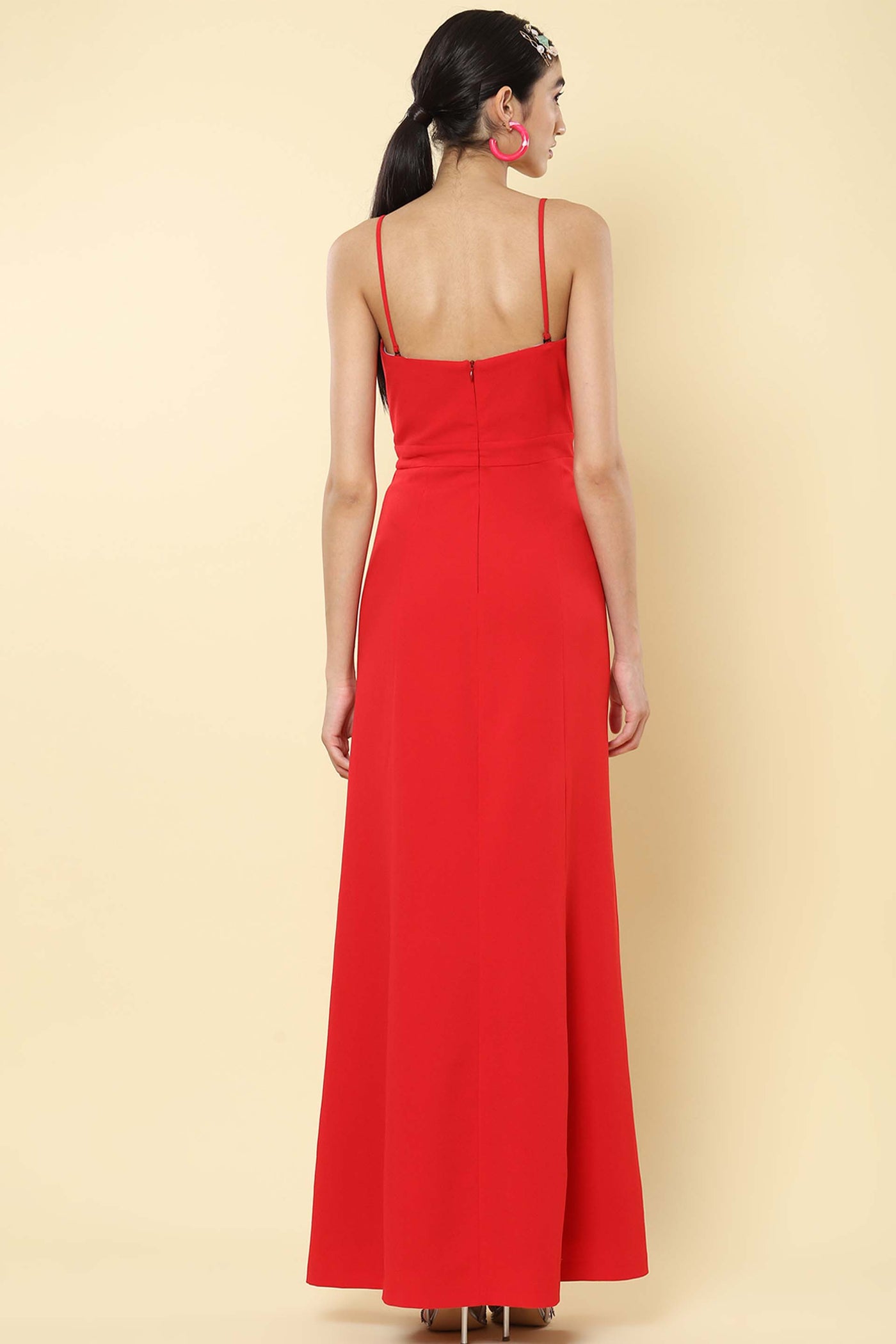 Label ritu kumar Red Strappy Maxi Dress western indian designer wear online shopping melange singapore