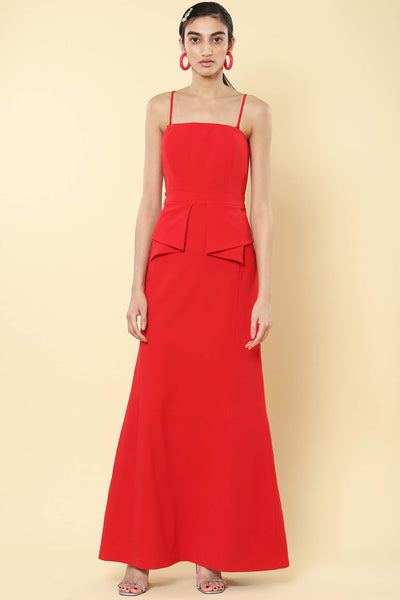 Label ritu kumar Red Strappy Maxi Dress western indian designer wear online shopping melange singapore