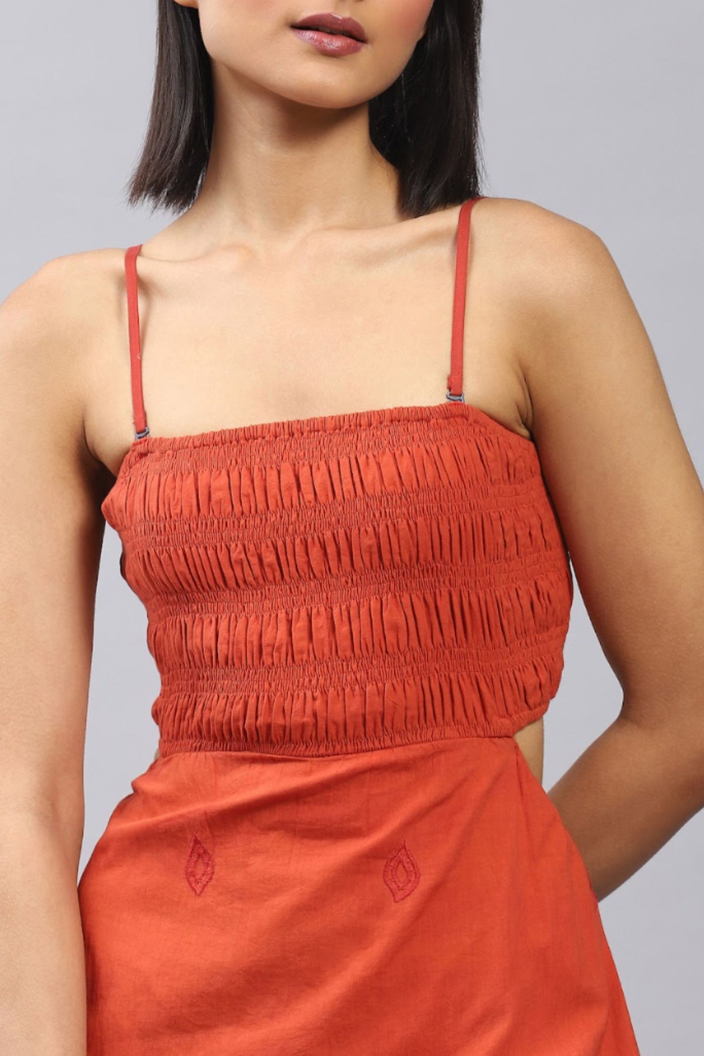 Label Ritu Kumar Sleeveless Solid Long Dress Brown Indian designer wear online shopping melange singapore