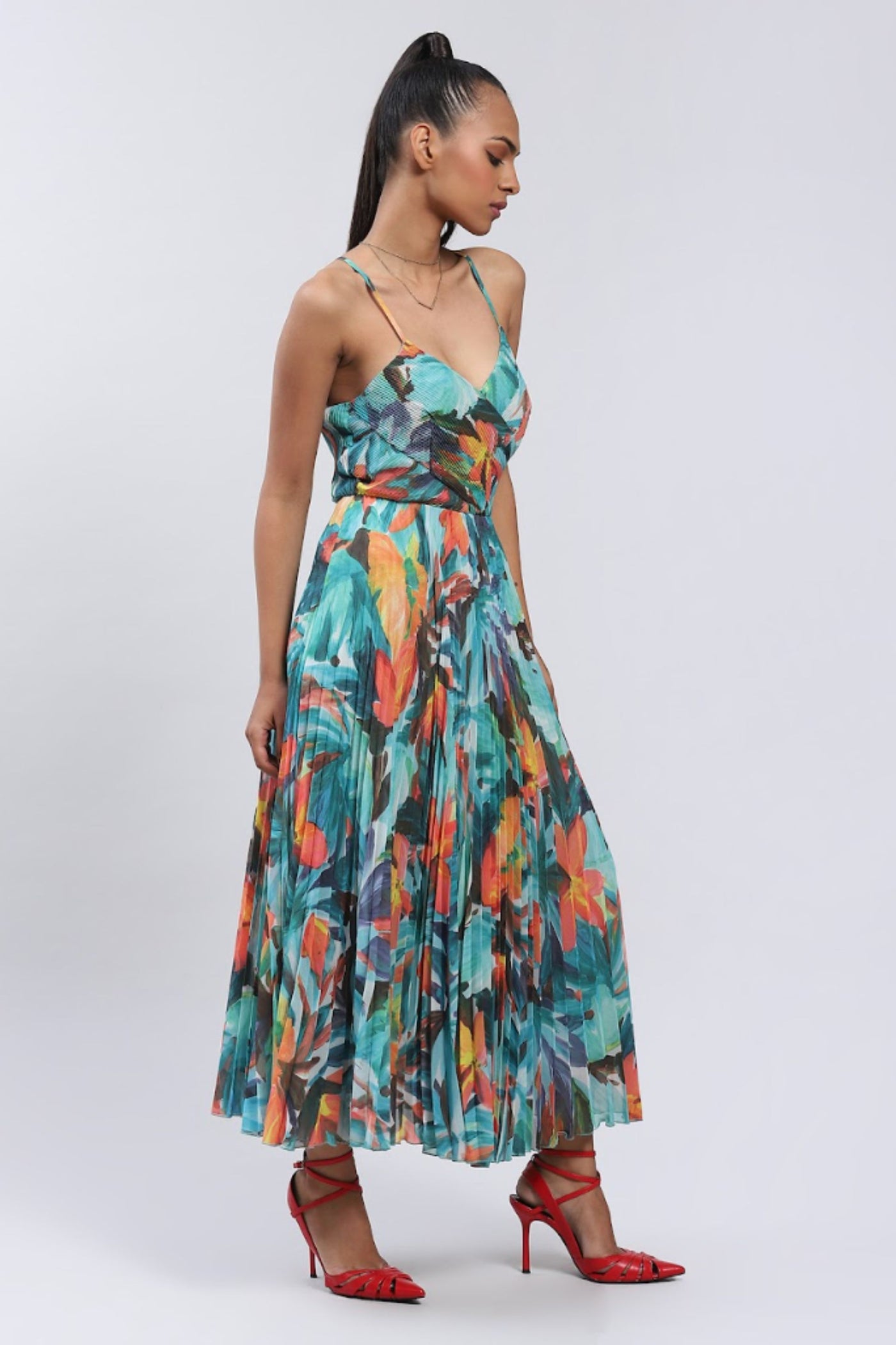 Label Ritu Kumar Strappy Printed Long Dress designer wear online shopping melange singapore