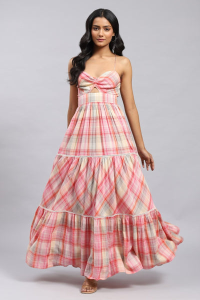 Label Ritu Kumar Thea Maxi Dress Pink Indian designer wear online shopping melange singapore