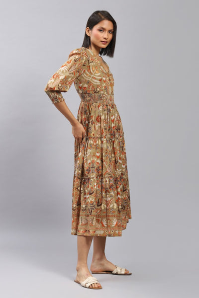 Label Ritu Kumar V Neck Half Sleeves Long Dress designer wear online shopping melange singapore