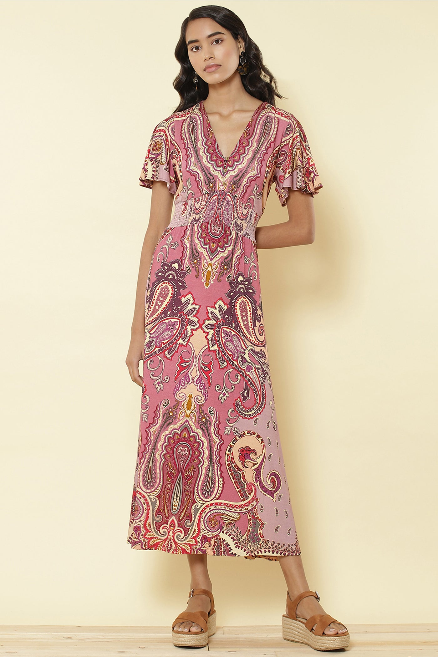 Ritu Kumar - Pink Printed long Dress - Exclusive Indian Designer Wear Latest Collections Available at Melange Singapore.