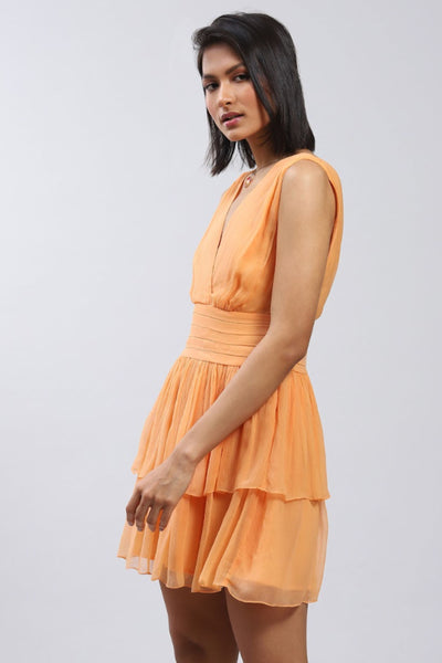 Label Ritu Kumar V neck sleeveless tiered short dress Indian designer wear online shopping melange singapore