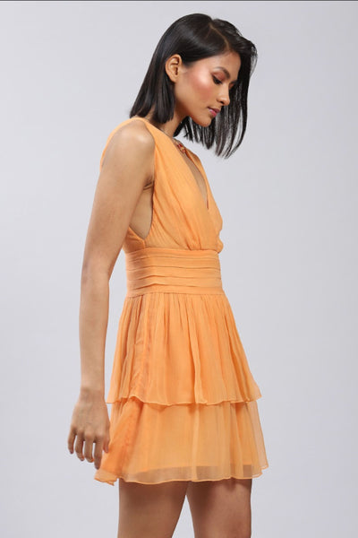 Label Ritu Kumar V neck sleeveless tiered short dress Indian designer wear online shopping melange singapore