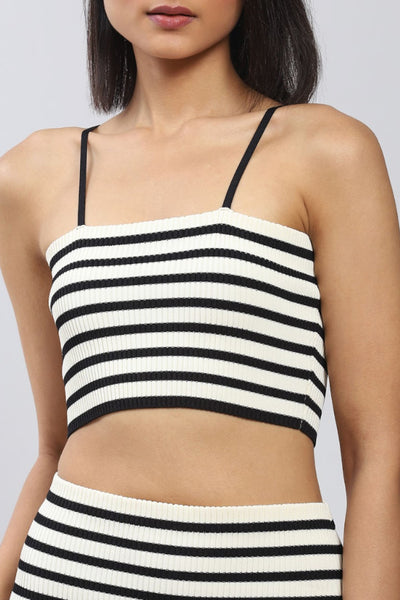 Label Ritu Kumar White Striped Top With Skirt Co-ord Set Indian designer wear online shopping melange singapore
