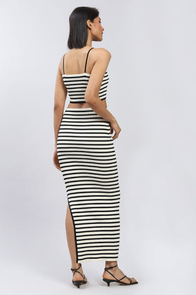 Label Ritu Kumar White Striped Top With Skirt Co-ord Set Indian designer wear online shopping melange singapore