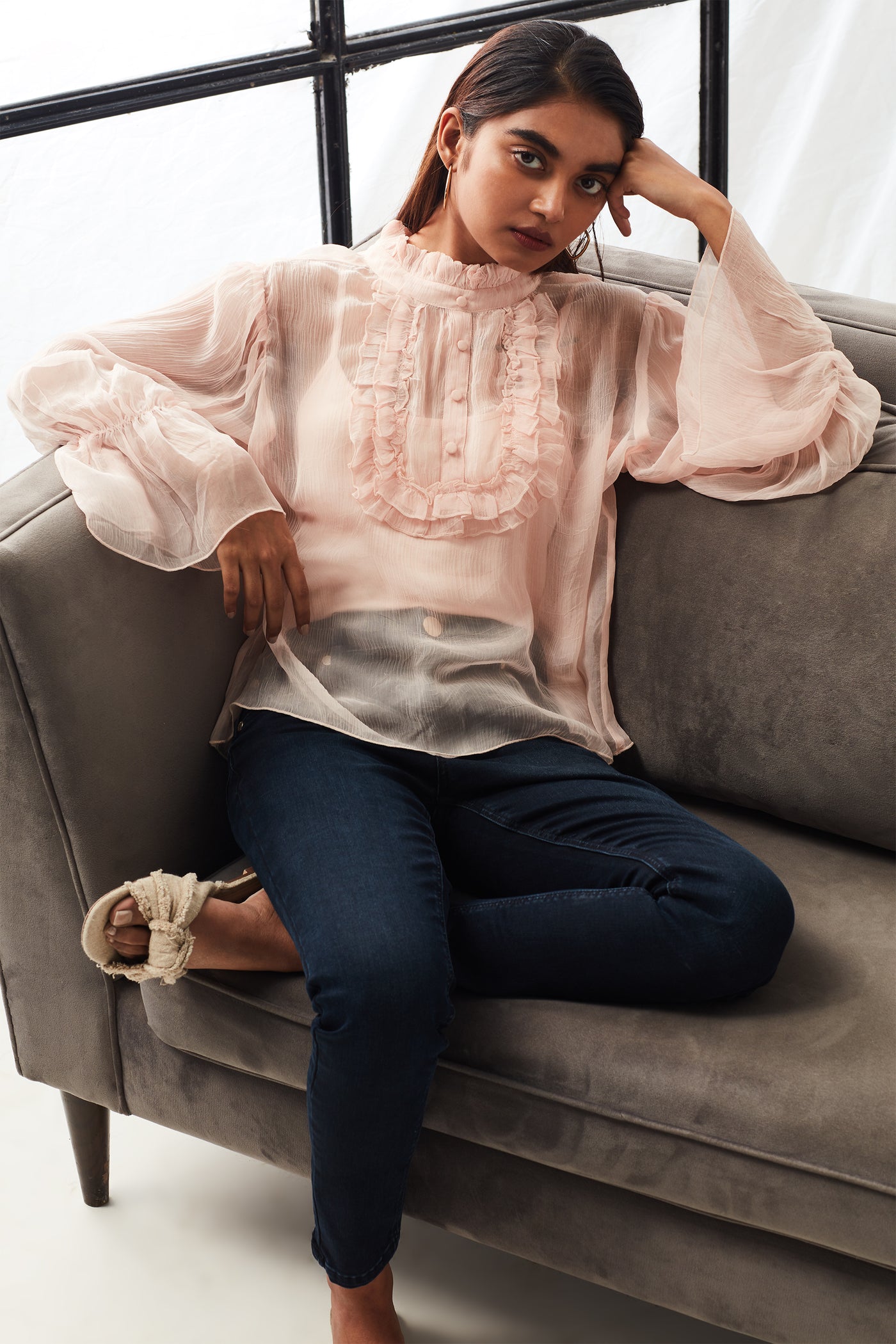 Label Ritu Kumar - Peach Short Top - Melange Singapore - Indian Designer Wear Online Shopping