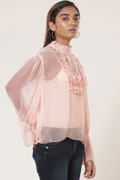 Label Ritu Kumar - Peach Short Top - Melange Singapore - Indian Designer Wear Online Shopping